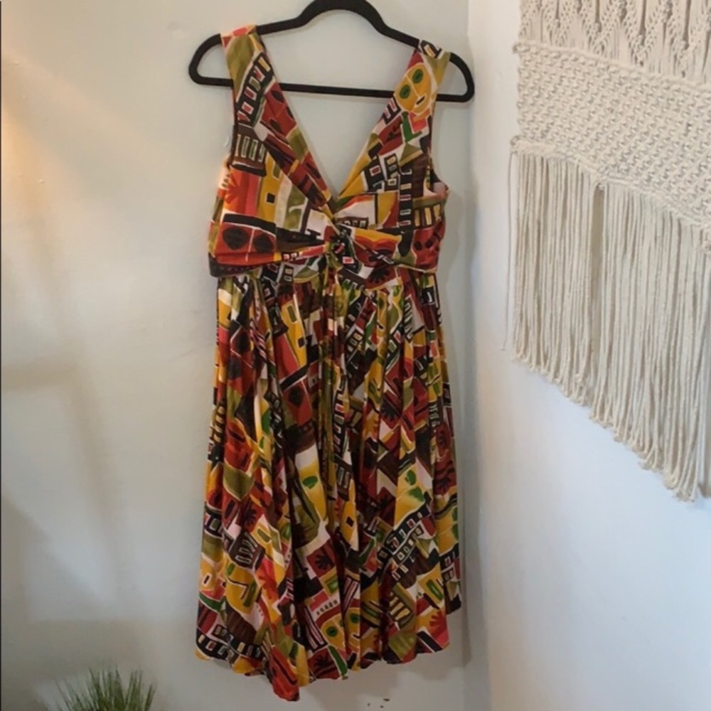 Vintage Tiki Print Dress
